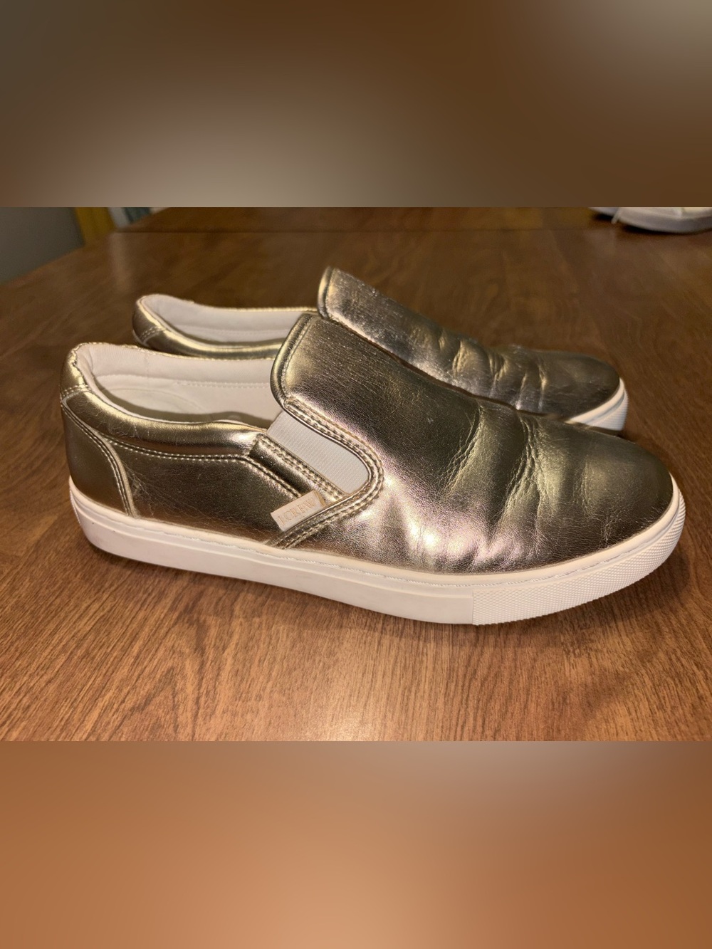 J. Crew Metallic Gold Slip-On Sneakers